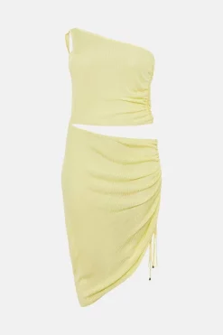 Wholesale 🔔 Karen Millen Plus size Asymmetric Ruched Slinky Knit 👗 Dress - lime ✔️ -Karen Millen Outlet store bkk01559 lime xl 3