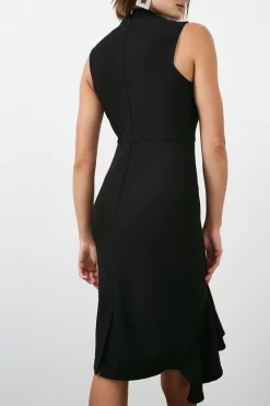 Budget ✨ Karen Millen Embellished Ruffle Figure Form Crepe Midi 👗 Dress ⌛ -Karen Millen Outlet store bkk01713 black xl 4