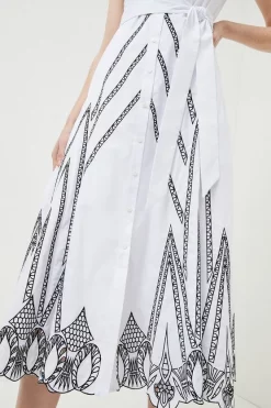 Best Pirce ⭐ Karen Millen Poplin Cutwork Detail Woven Maxi 👕 Shirt 👗 Dress - mono 🎉 -Karen Millen Outlet store bkk01873 mono xl 2