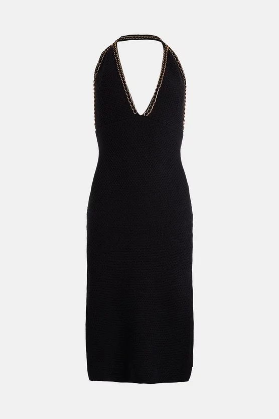 Buy 🤩 Karen Millen Chain Embellished Halter Neck Midi 👗 Dress - black 🔔 6 Buy 🤩 Karen Millen Chain Embellished Halter Neck Midi 👗 Dress - black 🔔 - Image 4