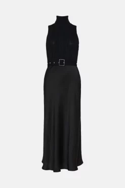 Cheapest ๐งจ Karen Millen Satin ๐ Skirt Sleeveless Rib Knit Mix Midi ๐ Dress ๐ 13 Cheapest ๐งจ Karen Millen Satin ๐ Skirt Sleeveless Rib Knit Mix Midi ๐ Dress ๐ -Karen Millen Outlet store bkk01954 black xl 3