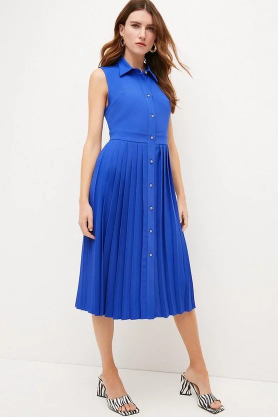 Coupon 👍 Karen Millen Soft Tailored Pleated Sleeveless 👚 Shirt Midi 👗 Dress 🔥 3 Coupon 👍 Karen Millen Soft Tailored Pleated Sleeveless 👚 Shirt Midi 👗 Dress 🔥