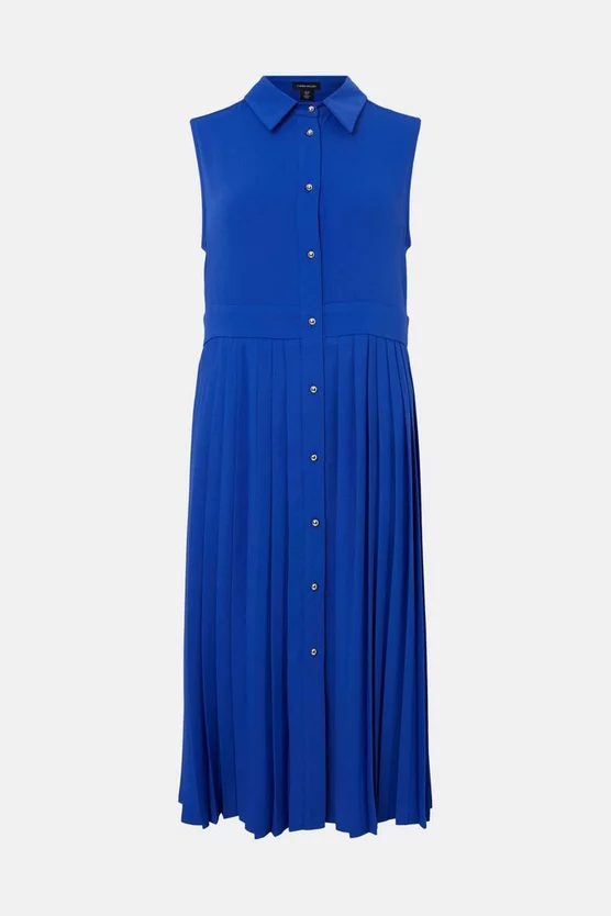 Coupon 👍 Karen Millen Soft Tailored Pleated Sleeveless 👚 Shirt Midi 👗 Dress 🔥 6 Coupon 👍 Karen Millen Soft Tailored Pleated Sleeveless 👚 Shirt Midi 👗 Dress 🔥 - Image 4
