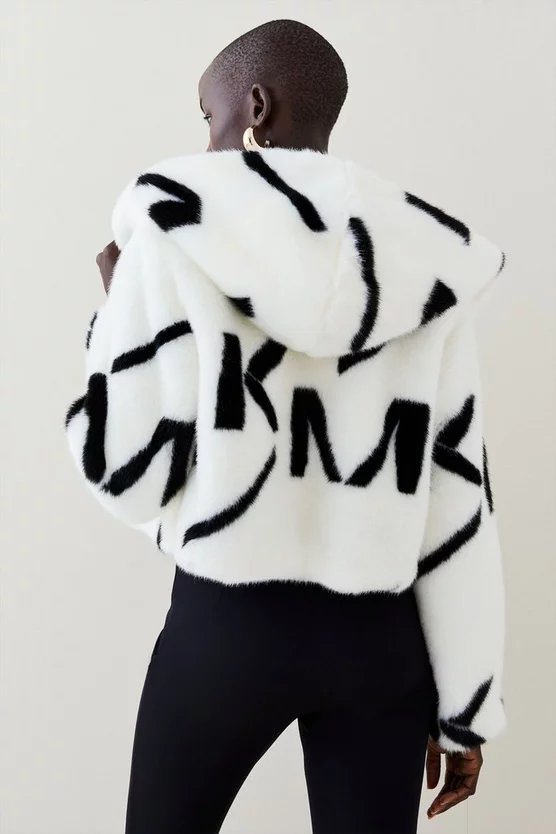 Best Sale ❤️ Karen Millen Km Logo Hooded Faux Fur 🧥 Coat - cream 🧨 5 Best Sale ❤️ Karen Millen Km Logo Hooded Faux Fur 🧥 Coat - cream 🧨 - Image 3