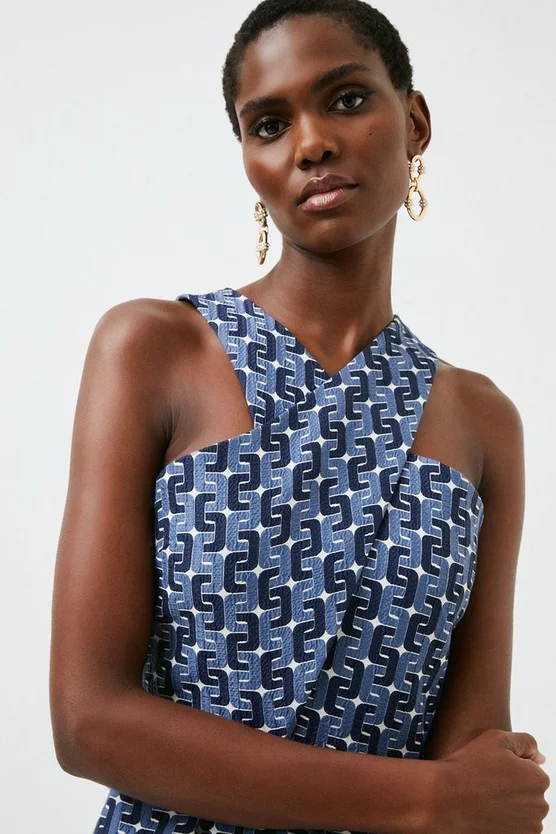 New ๐คฉ Karen Millen Chain Jacquard Halter Skater Mini ๐ Dress ๐ 4 New ๐คฉ Karen Millen Chain Jacquard Halter Skater Mini ๐ Dress ๐ - Image 2