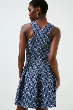 New ๐คฉ Karen Millen Chain Jacquard Halter Skater Mini ๐ Dress ๐ 10 New ๐คฉ Karen Millen Chain Jacquard Halter Skater Mini ๐ Dress ๐ -Karen Millen Outlet store bkk02010 navy xl 2