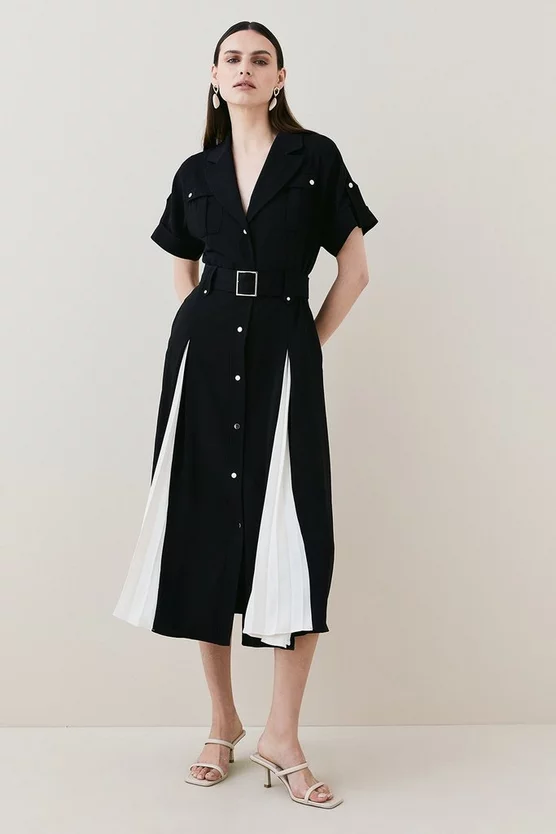 Best deal ๐คฉ Karen Millen Soft Tailored Pleated Colourblock ๐ Shirt Midi ๐ Dress ๐ 3 Best deal ๐คฉ Karen Millen Soft Tailored Pleated Colourblock ๐ Shirt Midi ๐ Dress ๐