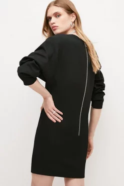 Flash Sale ✔️ Karen Millen Compact Stretch Sleeved V Neck Pencil Mini 👗 Dress 🎉 14 Flash Sale ✔️ Karen Millen Compact Stretch Sleeved V Neck Pencil Mini 👗 Dress 🎉 -Karen Millen Outlet store bkk02037 black xl 4