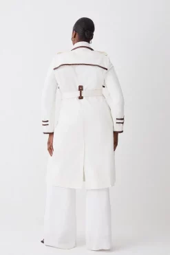Hot Sale 👍 Karen Millen Plus Size Collar Detail Belted Trench 🧥 Coat - ivory 😍 -Karen Millen Outlet store bkk02059 ivory xl 2