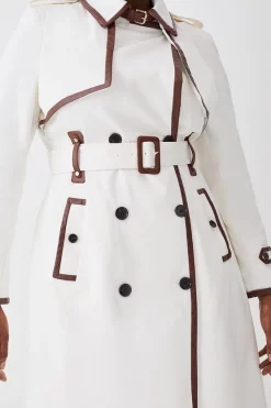 Hot Sale 👍 Karen Millen Plus Size Collar Detail Belted Trench 🧥 Coat - ivory 😍 -Karen Millen Outlet store bkk02059 ivory xl 4
