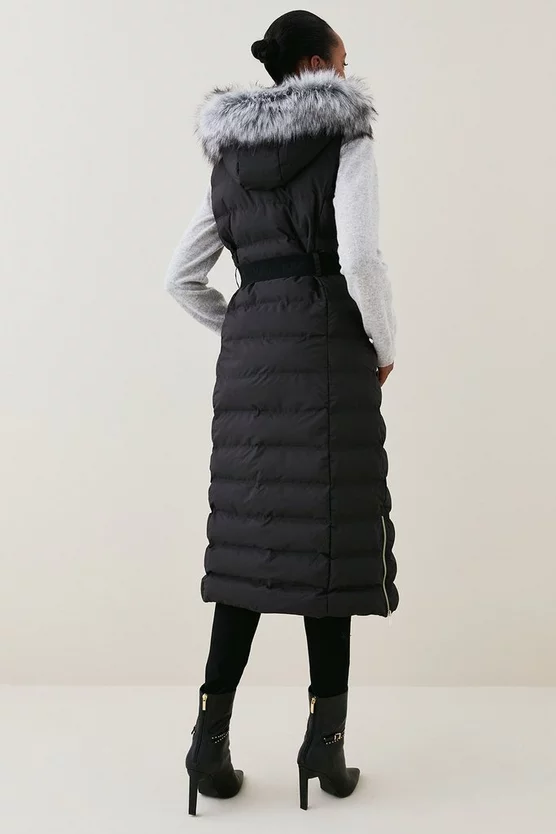 Discount 🔔 Karen Millen Belted Puffer Faux Fur Maxi Hooded Gilet 😀 5 Discount 🔔 Karen Millen Belted Puffer Faux Fur Maxi Hooded Gilet 😀 - Image 3
