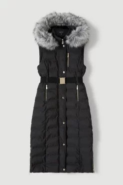 Discount 🔔 Karen Millen Belted Puffer Faux Fur Maxi Hooded Gilet 😀 11 Discount 🔔 Karen Millen Belted Puffer Faux Fur Maxi Hooded Gilet 😀 -Karen Millen Outlet store bkk02133 black xl 3