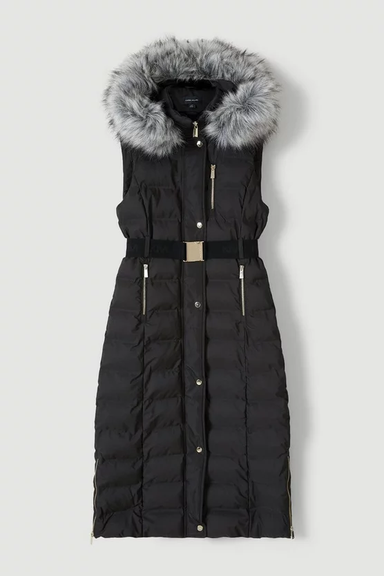 Discount 🔔 Karen Millen Belted Puffer Faux Fur Maxi Hooded Gilet 😀 6 Discount 🔔 Karen Millen Belted Puffer Faux Fur Maxi Hooded Gilet 😀 - Image 4