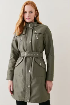 New 🥰 Karen Millen Waterproof Quilted Cotton Sateen Long Jacket 😉 11 New 🥰 Karen Millen Waterproof Quilted Cotton Sateen Long Jacket 😉 -Karen Millen Outlet store bkk02263 khaki xl 2