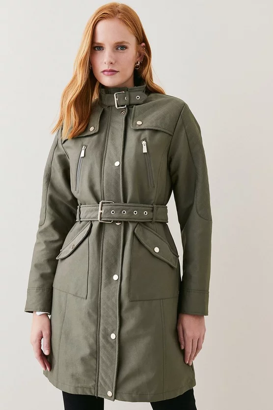 New 🥰 Karen Millen Waterproof Quilted Cotton Sateen Long Jacket 😉 5 New 🥰 Karen Millen Waterproof Quilted Cotton Sateen Long Jacket 😉 - Image 3