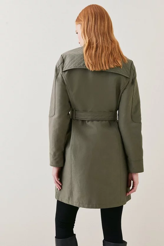 New 🥰 Karen Millen Waterproof Quilted Cotton Sateen Long Jacket 😉 7 New 🥰 Karen Millen Waterproof Quilted Cotton Sateen Long Jacket 😉 - Image 5