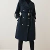 Best deal 🧨 Karen Millen Cotton Sateen Layered Trench 🧥 Coat 🔔 -Karen Millen Outlet store bkk02281 black xl