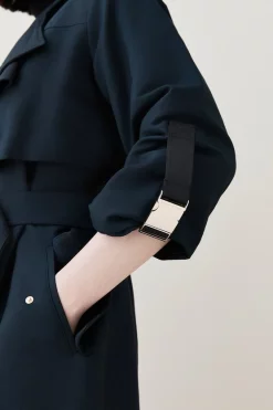 Best deal 🧨 Karen Millen Cotton Sateen Layered Trench 🧥 Coat 🔔 -Karen Millen Outlet store bkk02281 black xl 2