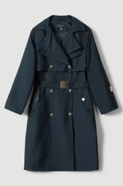 Best deal 🧨 Karen Millen Cotton Sateen Layered Trench 🧥 Coat 🔔 -Karen Millen Outlet store bkk02281 black xl 3