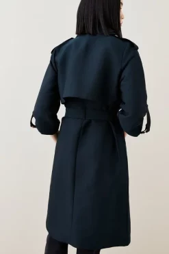 Best deal 🧨 Karen Millen Cotton Sateen Layered Trench 🧥 Coat 🔔 -Karen Millen Outlet store bkk02281 black xl 4
