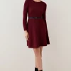 New 👍 Karen Millen Crew Neck Knitted Skater Mini 👗 Dress 🔥 -Karen Millen Outlet store bkk02296 berry xl