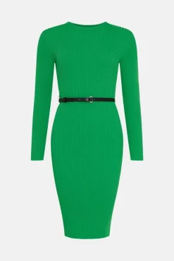 Top 10 ❤️ Karen Millen Rib Knitted Midi Belted 👗 Dress 🔥 -Karen Millen Outlet store bkk02297 green xl 3