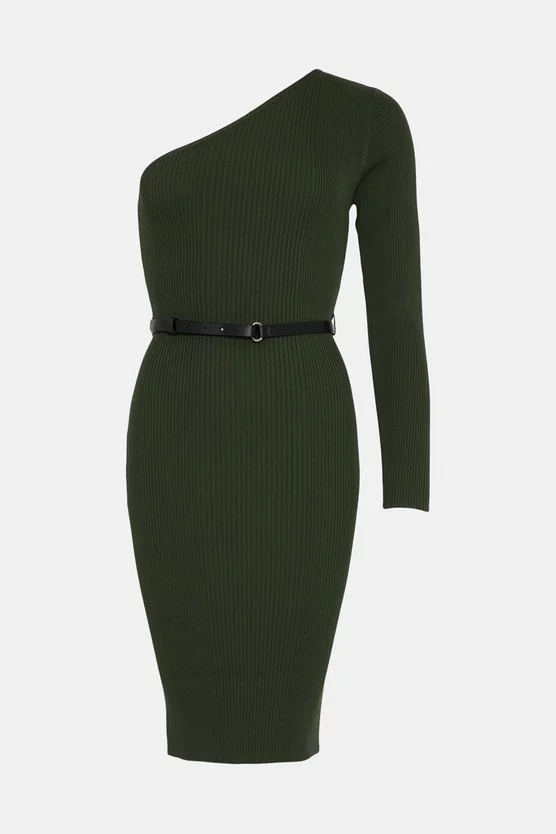Brand new ๐ Karen Millen One Shoulder Rib Knit Belted Mini ๐ Dress ๐ 6 Brand new ๐ Karen Millen One Shoulder Rib Knit Belted Mini ๐ Dress ๐ - Image 4