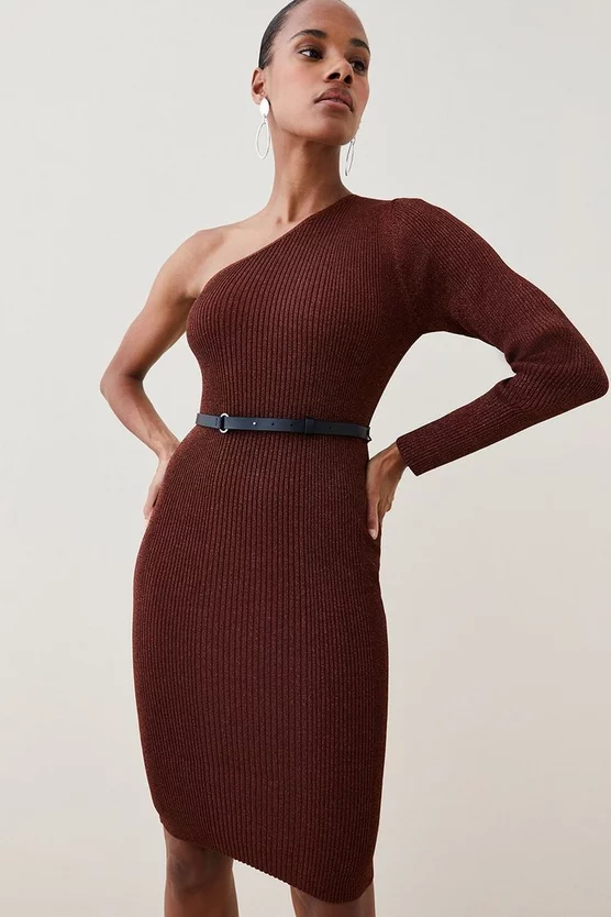 Top 10 🎉 Karen Millen One Shoulder Rib Knit Belted Mini 👗 Dress ✨ 7 Top 10 🎉 Karen Millen One Shoulder Rib Knit Belted Mini 👗 Dress ✨ - Image 5