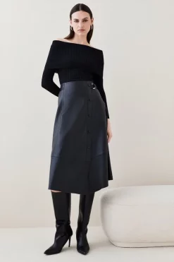 Cheapest 🎁 Karen Millen Deep Bardot Rib Knit Jumper 🔥 -Karen Millen Outlet store bkk02310 black xl 4