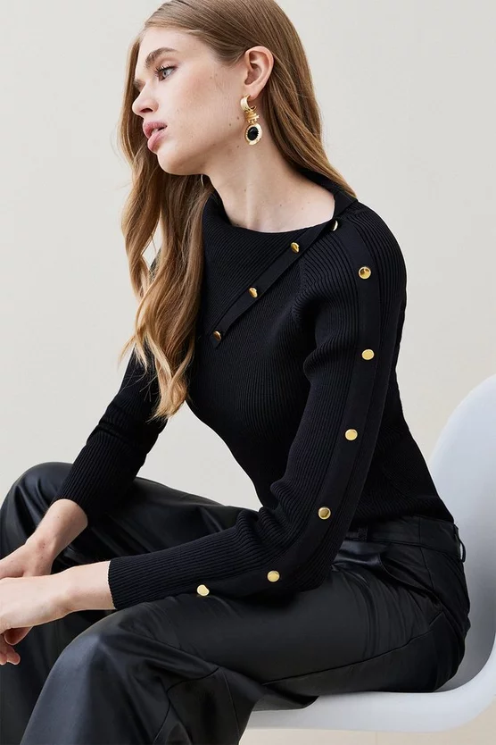 Best Sale โญ Karen Millen Envelope Neck Rib Knit Top ๐ 3 Best Sale โญ Karen Millen Envelope Neck Rib Knit Top ๐