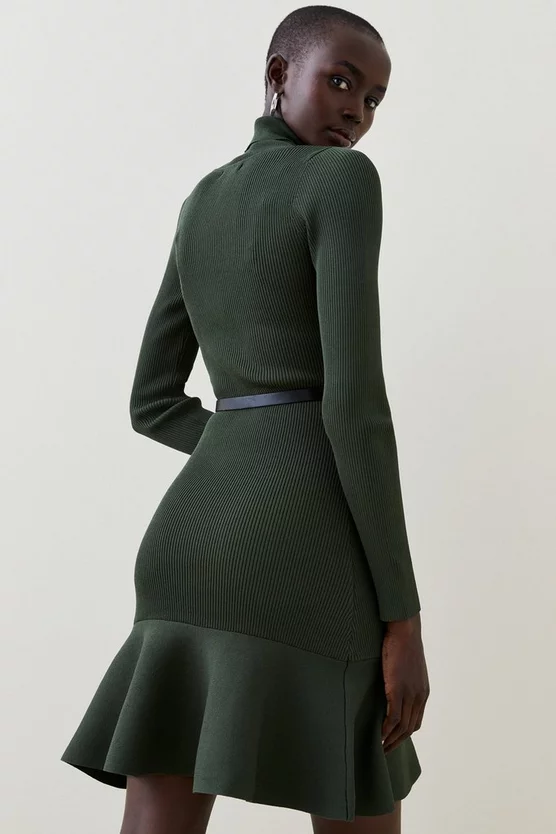 Best Sale 😉 Karen Millen Knitted Roll Neck Belted Flippy Hem Mini 👗 Dress 🔥 5 Best Sale 😉 Karen Millen Knitted Roll Neck Belted Flippy Hem Mini 👗 Dress 🔥 - Image 3