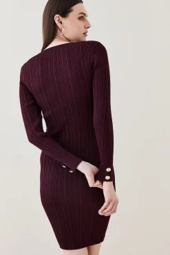Best reviews of ✔️ Karen Millen Military Trim Rib Knitted Mini 👗 Dress 🎁 -Karen Millen Outlet store bkk02321 cabernet xl 2