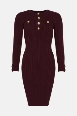 Best reviews of ✔️ Karen Millen Military Trim Rib Knitted Mini 👗 Dress 🎁 -Karen Millen Outlet store bkk02321 cabernet xl 3