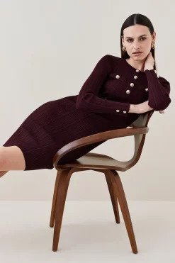 Best reviews of ✔️ Karen Millen Military Trim Rib Knitted Mini 👗 Dress 🎁 -Karen Millen Outlet store bkk02321 cabernet xl 4