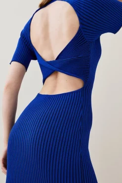 Best deal 😀 Karen Millen Twist Back Reverse Knit Mini 👗 Dress 🥰