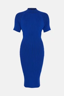Best deal 😀 Karen Millen Twist Back Reverse Knit Mini 👗 Dress 🥰 -Karen Millen Outlet store bkk02326 cobalt xl 3