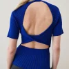 Best reviews of ✔️ Karen Millen Twist Back Reverse Knit Top ❤️ -Karen Millen Outlet store bkk02327 cobalt xl