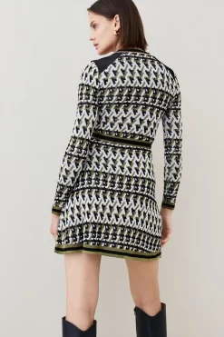 New ⭐ Karen Millen Geo Knit Jacquard Wrap Mini 👗 Dress 🌟 -Karen Millen Outlet store bkk02360 natural xl 4