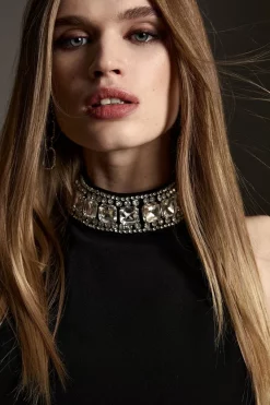 Best Pirce 💯 Karen Millen Crystal Embellished Woven Thigh Split Maxi 🔔 -Karen Millen Outlet store bkk02396 black xl 4