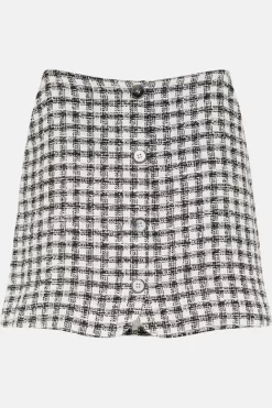 Outlet 🌟 Karen Millen Mono Tweed Button Mini 👗 Skirt 🌟 11 Outlet 🌟 Karen Millen Mono Tweed Button Mini 👗 Skirt 🌟 -Karen Millen Outlet store bkk02440 mono xl 3