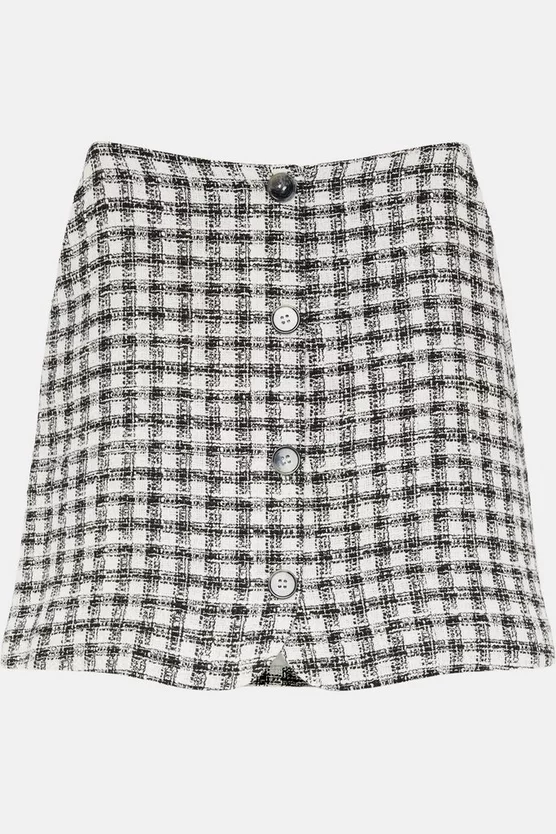 Outlet 🌟 Karen Millen Mono Tweed Button Mini 👗 Skirt 🌟 6 Outlet 🌟 Karen Millen Mono Tweed Button Mini 👗 Skirt 🌟 - Image 4