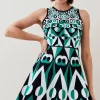 Best deal ❤️ Karen Millen Embellished Geo Jacquard Swing Mini 👗 Dress 🔥 -Karen Millen Outlet store bkk02494 green xl