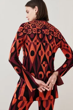 Budget 😉 Karen Millen Slinky Geo Jacquard Knit 👕 Shirt - red 🎁 10 Budget 😉 Karen Millen Slinky Geo Jacquard Knit 👕 Shirt - red 🎁 -Karen Millen Outlet store bkk02502 red xl 2