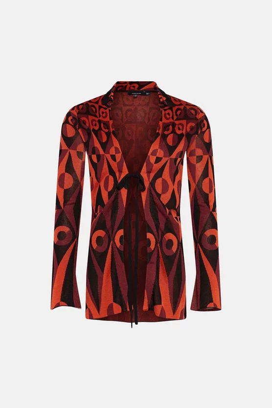 Budget 😉 Karen Millen Slinky Geo Jacquard Knit 👕 Shirt - red 🎁 6 Budget 😉 Karen Millen Slinky Geo Jacquard Knit 👕 Shirt - red 🎁 - Image 4