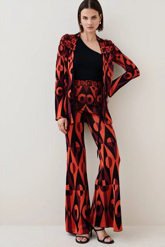 Budget 😉 Karen Millen Slinky Geo Jacquard Knit 👕 Shirt - red 🎁 7 Budget 😉 Karen Millen Slinky Geo Jacquard Knit 👕 Shirt - red 🎁 - Image 5