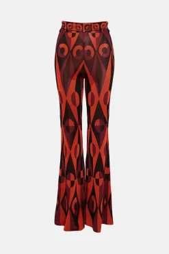 Wholesale 😍 Karen Millen Slinky Geo Jacquard Knit Trousers - red ✨ -Karen Millen Outlet store bkk02503 red xl 3
