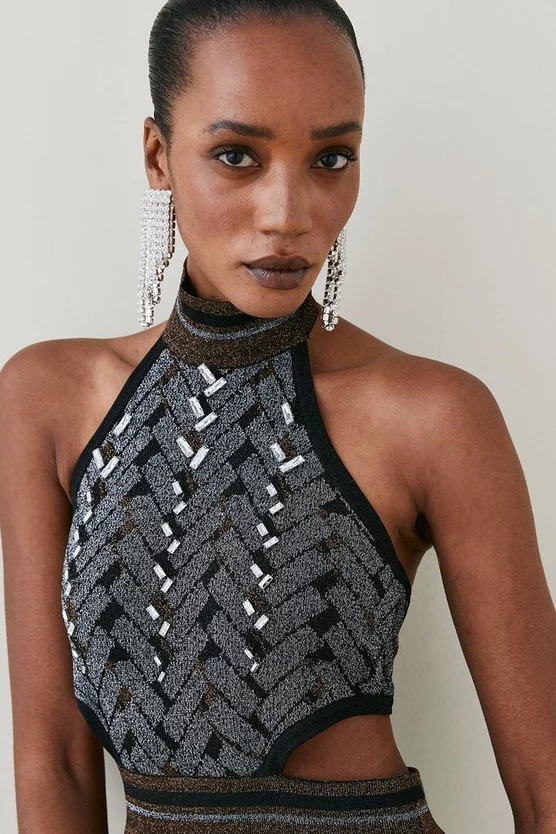 Brand new โ๏ธ Karen Millen Embellished Geo Jacquard Knit Pencil Midaxi ๐ Dress - black ๐ฏ 5 Brand new โ๏ธ Karen Millen Embellished Geo Jacquard Knit Pencil Midaxi ๐ Dress - black ๐ฏ - Image 3