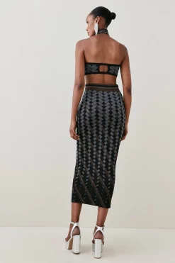 Brand new โ๏ธ Karen Millen Embellished Geo Jacquard Knit Pencil Midaxi ๐ Dress - black ๐ฏ 12 Brand new โ๏ธ Karen Millen Embellished Geo Jacquard Knit Pencil Midaxi ๐ Dress - black ๐ฏ -Karen Millen Outlet store bkk02512 black xl 3