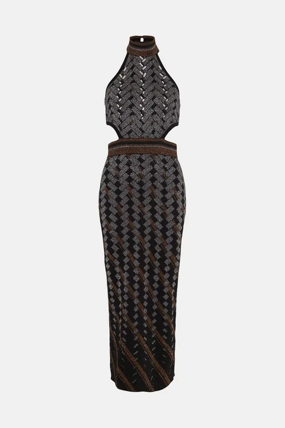 Brand new โ๏ธ Karen Millen Embellished Geo Jacquard Knit Pencil Midaxi ๐ Dress - black ๐ฏ 7 Brand new โ๏ธ Karen Millen Embellished Geo Jacquard Knit Pencil Midaxi ๐ Dress - black ๐ฏ - Image 5