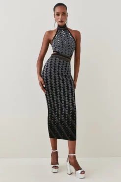 Brand new โ๏ธ Karen Millen Embellished Geo Jacquard Knit Pencil Midaxi ๐ Dress - black ๐ฏ 14 Brand new โ๏ธ Karen Millen Embellished Geo Jacquard Knit Pencil Midaxi ๐ Dress - black ๐ฏ -Karen Millen Outlet store bkk02512 black xl 5